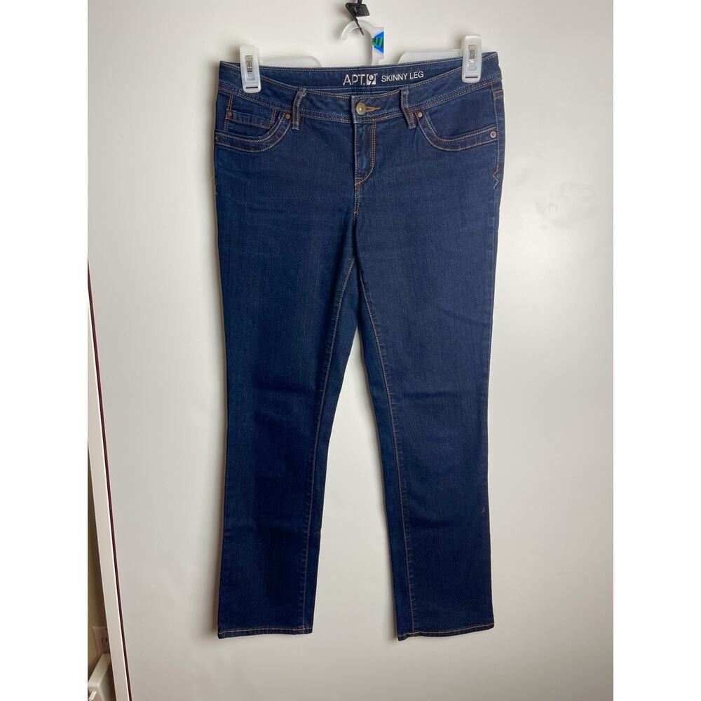 Apt. 9 Modern Fit Skinny Leg Denim Jeans Women's Mid Rise size8 Petite Dark Blue